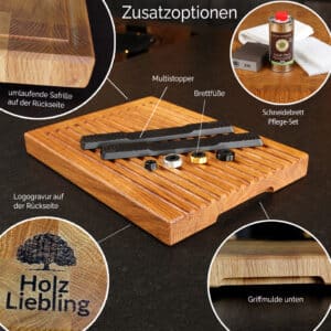 Zusatzoptionen Brotschneidebrett mit Holzpflege-Set