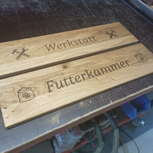 Werkplaatsbord als houtgravure