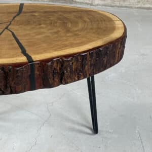 Coffee table oak with bark 64x52x43cm image 2.jpg