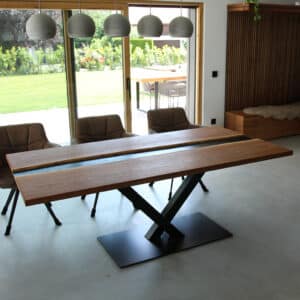 Dining Room With River Table Dining Table