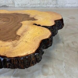 Möbel Für Holz Liebling - Fetta di albero di olmo con corteccia 80 X 60 X 7Cm Immagine 2