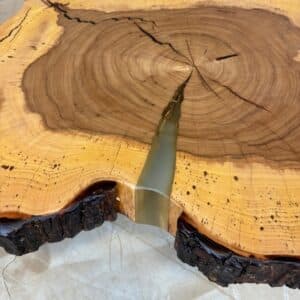 Möbel Für Holz Liebling - Fetta di albero di olmo con corteccia 80 X 60 X 7Cm Immagine 4