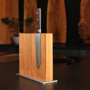 Magnetic cherry wood knife block