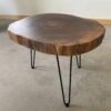 Tree disc 57 x 48 x 6cm coffee table with hairpin frame